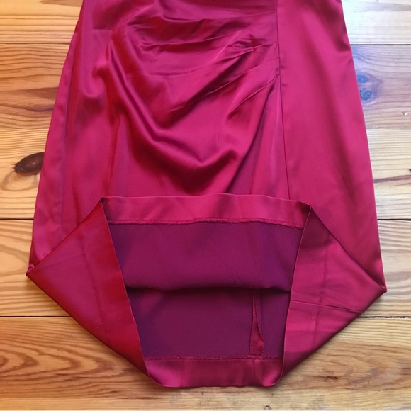 Calvin Klein Red Satin Off the Shoulder Dress, EUC, 8 - Picture 9 of 15
